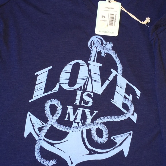 DEPT222-NWT Ladies PL-Navy Blue Top - Picture 5 of 8